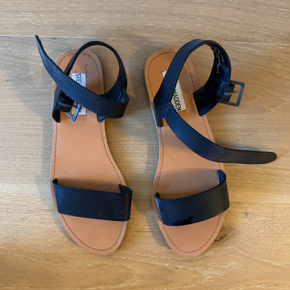 Steve Madden Black Sandals, Women's Size 6